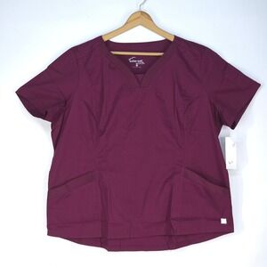 Butter-Soft Stretch Wine Scrub Top 3X V-Neck BSS527 Medical Tech Comfort Fit NWT